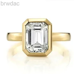 Солитарное кольцо Borosa 100% 925 Стерлинговое серебро 1-3CT Emerald Cut Моделируем