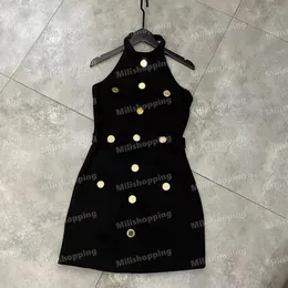 Kadınlar Bodycon Elbiseler Altın Metal Toka Parti Elbise Açık kayış şekli kolsuz elbise bayan için