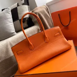 Bolsas de designer de bolsa de designer 10A para mulheres 42 cm de ombro de pele de 42 cm de pele com zíper hasp couro genuíno laranja saco cinza de luxo designerasche com caixa