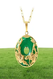 14K قلادة ذهبية الزمرد المعلقات للإناث الفاخرة Colgante de 925 Mujer Green Jade Emerald Pendant Topaz Gemstone Netclaces Cx22842060