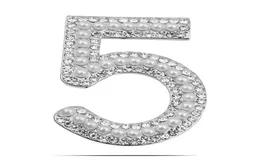Gold Colorsilver Brooches Letter 5 Full Crystal Rhinestone Brosch Pins For Women Party Flower Number Brosches Jewelry6359446