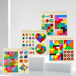 Puzzle 3D 3 in 1 PUZLE IN LEGNO PULLE TAPOLO COLORE Cognizione giochi cerebrali per bambini puzzle in legno giocattoli tangram per bambini per bambini 240419