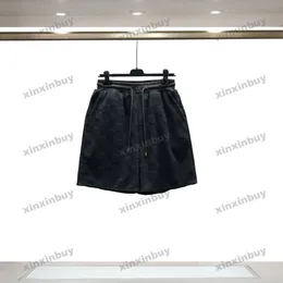 Xinxinbuy 2024 Männer Frauen Designer Shorts Schachbrettnetzhandtuch Stoff kurz weiß braun grau blau braun s-2xl neu