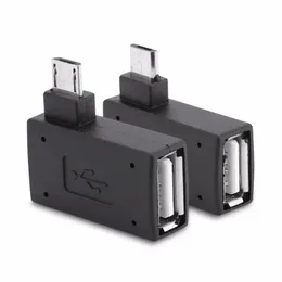 Micro Adapter USB 2.0 Kvinna till manlig mikro OTG Strömförsörjning 2018 Port 90 grader vänster 90 Höger vinklad USB OTG -adaptrar