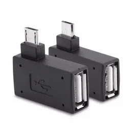 마이크로 어댑터 USB 2.0 여성 대 수컷 마이크로 OTG 전원 공급 장치 2018 포트 90도 왼쪽 90 직각 USB OTG 어댑터