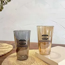 Chanells Cup Cups Small Fragrant Wind Large Capacity Household Water Cup Glass Straw with Lid Cup Water Cup High Appearance Instagram Glass Cup gift