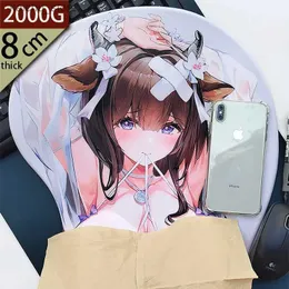 Mouse Pads Wrist Rests Custom DIY Large Size Anime Sexy Big Breast Mouse Pad 3D Cute Manga Pad with Wrist Oppai Silicone Gel Boobs Mat Weighs 2000g Y240100L