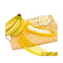 Gadgets de plástico de cozinha Ferramentas de frutas vegetais Ferramentas de fruta de banana Cutter Salad Making Cooking Cut Chopper Drop Drop Home Garden Dining U0508