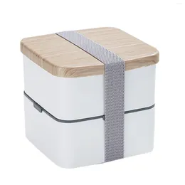 Tischgeschirr tragbares Doppelschicht -Lunchbox Camping Picknick -Container Bento mit abnehmbaren Fachkompartimenten Leckdosendesign