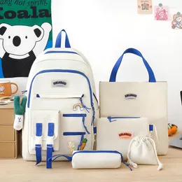 Рюкзак 5pcs/set Women School School Back Daisy Canvas для подростков девочка для студентов -колледжа Сумка Boys Boys Satchel Bolsas Mochilas50