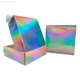 10pcs laser holographische Wellblechverpackung verdickterer Papierbox, um Produkte Feiertagsfeiern Geschenkboxen 240416 zu packen