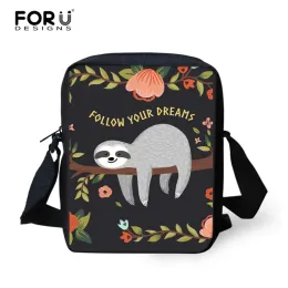 Bags FORUDESIGNS Custom Cute Sloth Small Bag for Kindergarten Boys Girls Preschool Bag Mini Messenger Bag Children Shoulder Bag