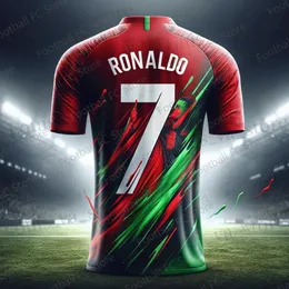 T-shirt maschile Nuove 23/24 Summer T Portuga Jersey Chatgpt Intelligent Design Edition Jersey Special Ronaldo 7 Soccer Jersey per bambini/kit per adulti T240419