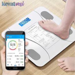 体重スケールデジタル体重スケールスマートワイヤレス脂肪スケールスマートフォンアプリを使用した体組成アナライザーのバスルーム重量スケール240419