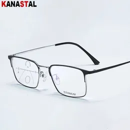 Unissex muito perto de leitura óculos de luz azul bloqueando óculos puros moldura Progressiva Eyewear Presbobo Multifocal 240419