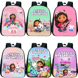 حقائب الظهر اللطيفة Gabby's Dollhouse Backpack Pros School Bag Girls Schoolbag Primary Backpacks Kids Cartoon Bookbag Rusksack Mochila