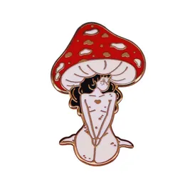 Красная грибная леди эмалевые контакты на заказ девушки и растительные броши отвороты значков мультфильм Природа искусство украшения для друзей подарок для друзей