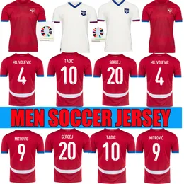 세르비아 클래식 국가 대표팀 저지 축구 유니폼 24/25 SRBIJA 국가 대표팀 홈 어웨이 Sergej Mitrovic Football Shirts 키트 Vlahovic Pavlovic Tadic Milenkovic