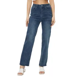 2024 Spring/Summer New Jeans Womens Soft and Comfortable Fabric Design High Waist Straight leg Pants