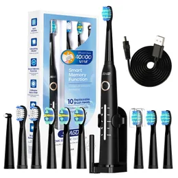 Seago Sonic Electric Toothbrush Tooth brush USB Rechargeable Adult Ultrasonic Teeth Cleaning 10 Replacement Toothbrush Heads 240419