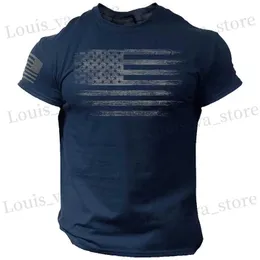 القمصان للرجال الصالة الرياضية ، رجال للرجال 3D طباعة USA FLAG TIRTS غير رسمية كبيرة الحجم قصيرة الحجم TS TOPS TOPS MEN COLLESING T240419