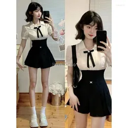 Kleidungssets 2024 American College Style Girl School Uniform Set Bow Top High Taille Culottes Verbesserte Japan Korea Daily JK