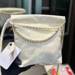 Designer Women 22 Borsa per la spesa trapunte Hobo Brance Brand Luxury Bust C Pearls Chainstring Totes Crossbody Borse Oil Cera in pelle Mini Borse a tracolla