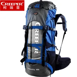 Väskor Creeper Men nylon ryggsäck 60L vattentäta ryggsäckar externa ram högkvalitativ reseväska klättring camping vandring bergsväska