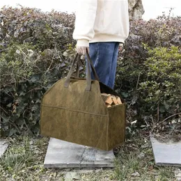 Bolsas de armazenamento Bolsa de transportador de lenha durável carrega de telas de madeira de madeira de madeira