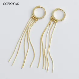 Dangle Küpeler CCFJOYAS Avrupa ve Amerikan Uzun Tassel Zinciri S925 STERLING Gümüş Hoop Kadınlar Moda Düğün Partisi Takı