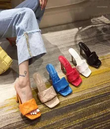 Women Sandles Handmade Weave Slippers Square Toe Women Slipper Casual Sandals Womens Slides Shoes Vrouw Slippers19709939