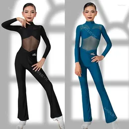 Base Wear Kids Latin Dance Clothes Girls Maniche lunghe Tops Pants Training Practice Rumba Samba Capeggiatore Abbigliamento