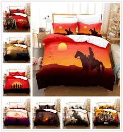 Red Dead Redemption Theme 3D Bedding Sets Skinflemfleful Polyester Covenced Taber Duvet Capa Conjunto para adultos e crianças General Q66999939