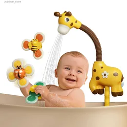 Sandspiel Wasser Spaß Baby Bad Spielzeug mit Duschkopf Süßes Giraffe Wasserspray Dusche Sommerbadewanne für Kleinkinder Kinder L416