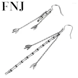 Brincos dangle fnj tassel bambu 925 prata original puro s925 brinco de queda de esterlina para mulheres assimétricas de jóias