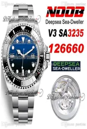 2020 V3 Deep Seadweller SA3235 Automatische Herrenbeobachtung Schwarz Keramik Lünette DBLUE Dial 904L Steet Edition Neues 126660 PTRX Puret5244850