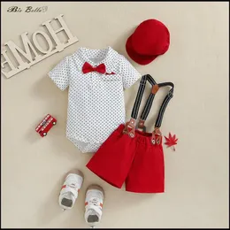 Clothing Sets Biobella Boy Baby Formal TShirt Pants Cap 3Pcs Summer Kids Clothes Gentlemen Infant Outfits Set Costumes