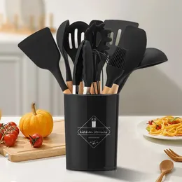 12pcs alça de madeira utensílios de cozinha de cozinha de cozinha de cozinha