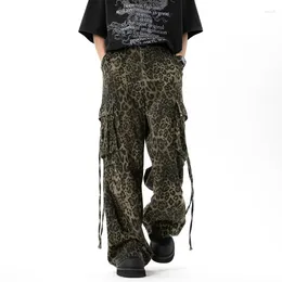 بنطلون جينز للرجال 2024 Cyber ​​Y2K Streetwear Leopard Baggy Pants Cacked Cargo Pants للرجال ملابس نساء ساق طويلة الساق طويلة Pantalones Hombre