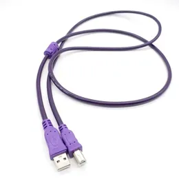 2024 USB 2.0 Yazıcı Kablosu Tip B Tip B Erkek Çift Koruyucu Yüksek Hızlı Şeffaf Mor 1.5/3/5/10m USB 2.0 Yazıcı Kablosu