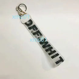 New offs Key Chain Transparent Pvc Plastic Jelly Letter Jeans with Large Number of Pendant