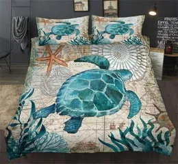 Ocean series Sea turtle seahorse dolphins 3D Bedding set comforter bedding sets octopus bedclothes bed linen US AU UK11 Size 201026487492