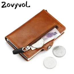 ThoShors 2023 Nuovo portafoglio di carta di credito RFID Antitheft RFID con tasca con cerniera Slimina Slim Men Women Hasp Leather Worthing With Money Clips