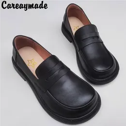 Casual Shoes Careaymade-Genuine Leather Men's Big Toe Wide Version Business Leisure Original Round Top British Sole