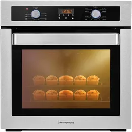 Electric Ovens 24 Inch Single Wall Oven Thermomate 2.3Cu.ft. Total Capacity Built-in With 9 Cooking Functions In Stainless Steel