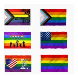 Großhandel Gay Flags 90x150 cm Regenbogen Dinge stolz bisexuelle lesbische pansexuelle LGBT -Accessoires jeder ist hier willkommene Flags CPA4205 0417