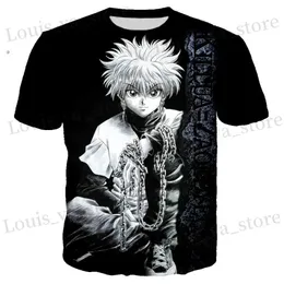 THERTS للرجال 2024 NEW HOT HOT ANIME HUNTER X HUNTER KILLUA 3D PRINED TIRT FASHION CASM