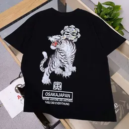 Lato nowy, Fushen T-Shirt Trendia ten sam styl nadruk para mody luźna w połowie krótkiego rękawu głowa tygrysa top 553101