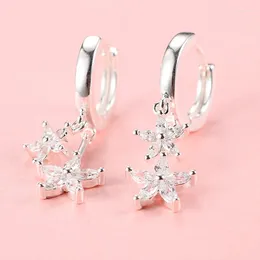 Orecchini a pennaglie Arrivo Flower Zircone 925 Sterling Silver Ladies Gioielli Gift Birthing Wholegele Anti-Allergic Women