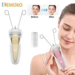 Kemoko Cotton Thread Epilator Electric Women Ansiktshårborttagare Dematter Instant Hårborttagning Tråd Depilering LCD Display 240416